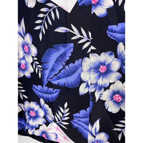 Silkland Jacket 1X Blue Floral Tropical Preppy Silk Western Hawaiin Mature Retro - Picture 4 of 11